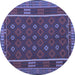 Round Machine Washable Oriental Blue Traditional Rug, wshcon2245blu