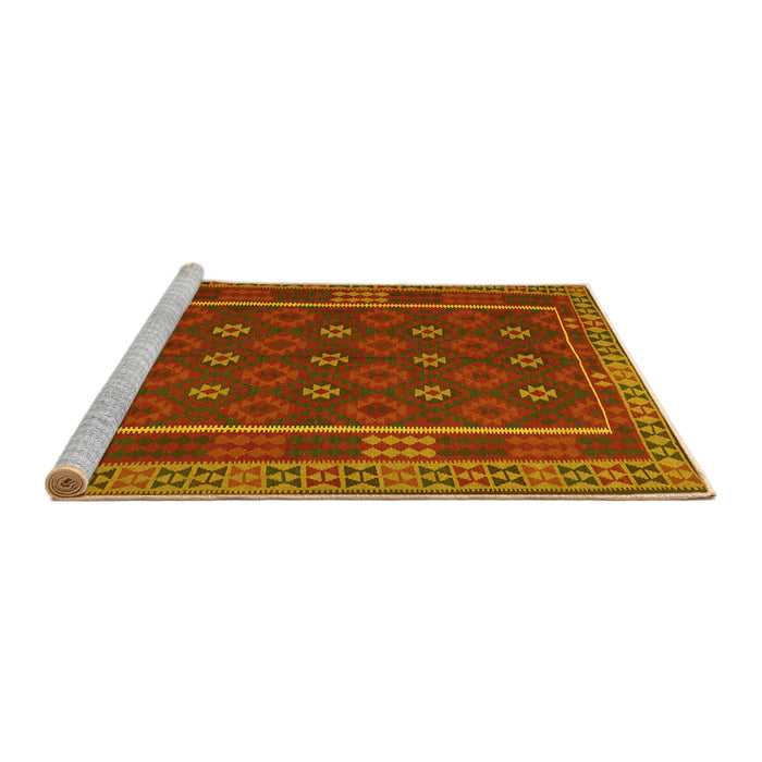 Sideview of Machine Washable Oriental Yellow Traditional Rug, wshcon2245yw