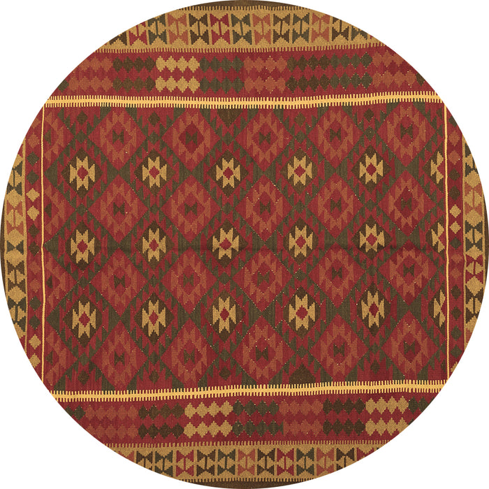 Round Machine Washable Oriental Brown Traditional Rug, wshcon2245brn