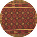 Round Machine Washable Oriental Brown Traditional Rug, wshcon2245brn