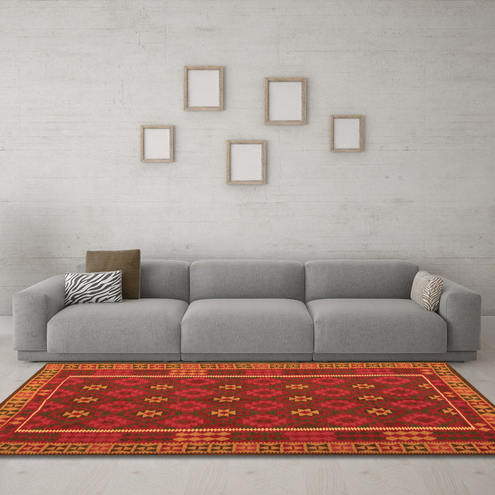 Machine Washable Oriental Orange Traditional Area Rugs in a Living Room, wshcon2245org