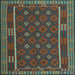 Square Machine Washable Oriental Light Blue Traditional Rug, wshcon2245lblu