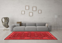 Machine Washable Oriental Red Traditional Rug, wshcon2245red