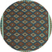 Round Machine Washable Oriental Light Blue Traditional Rug, wshcon2246lblu