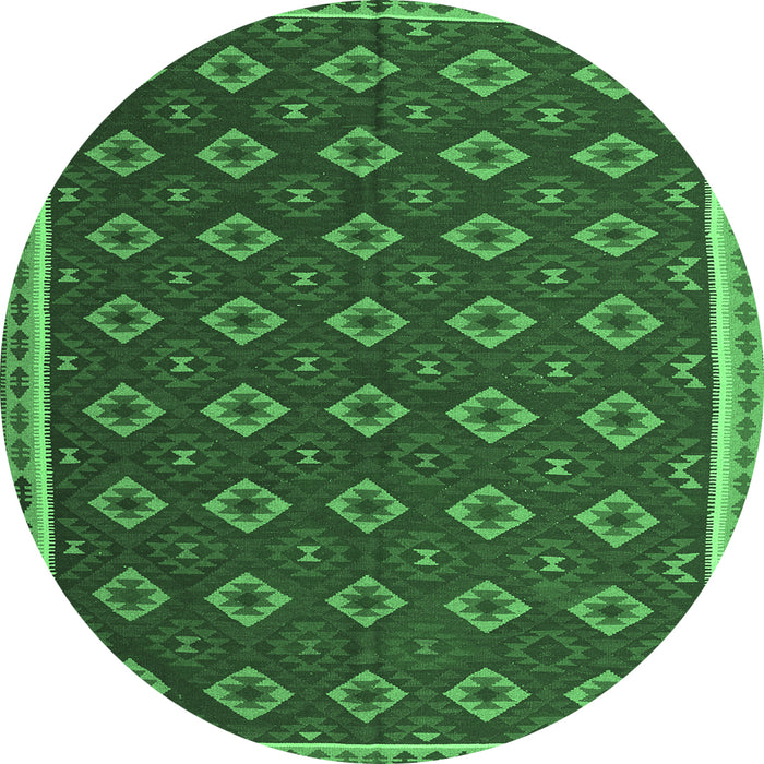 Round Oriental Emerald Green Traditional Rug, con2246emgrn