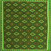 Round Machine Washable Oriental Green Traditional Area Rugs, wshcon2246grn