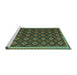 Sideview of Machine Washable Oriental Turquoise Traditional Area Rugs, wshcon2246turq