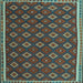 Square Machine Washable Oriental Light Blue Traditional Rug, wshcon2246lblu