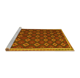 Sideview of Machine Washable Oriental Yellow Traditional Rug, wshcon2246yw