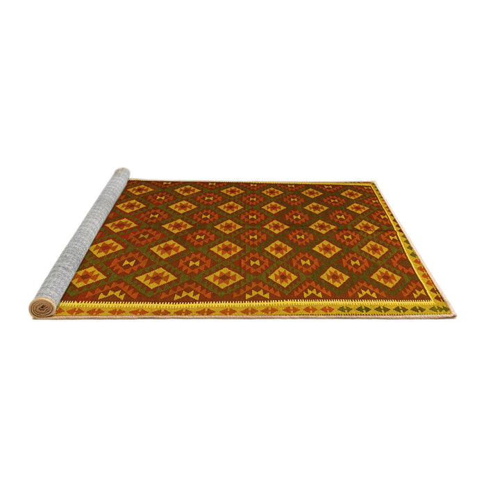 Sideview of Machine Washable Oriental Yellow Traditional Rug, wshcon2246yw