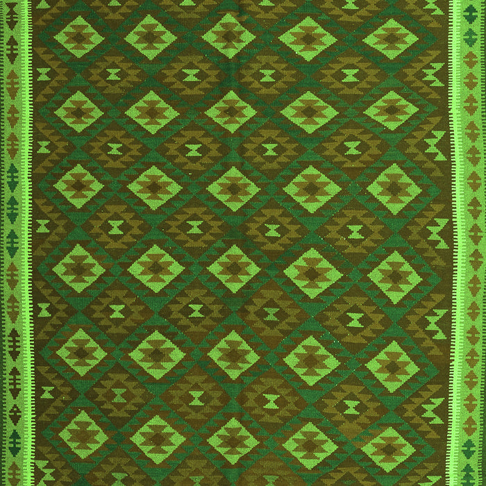 Serging Thickness of Machine Washable Oriental Green Traditional Area Rugs, wshcon2246grn
