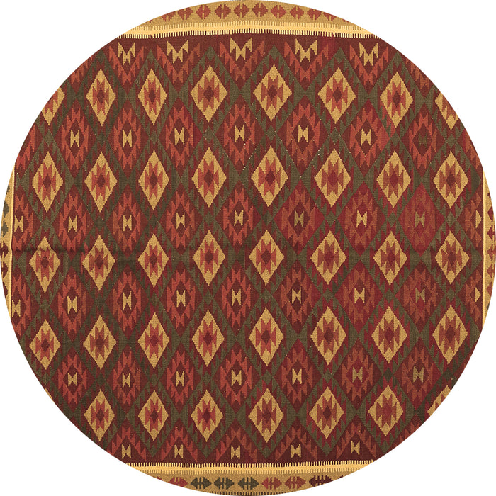 Round Machine Washable Oriental Brown Traditional Rug, wshcon2246brn
