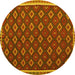 Round Machine Washable Oriental Yellow Traditional Rug, wshcon2246yw