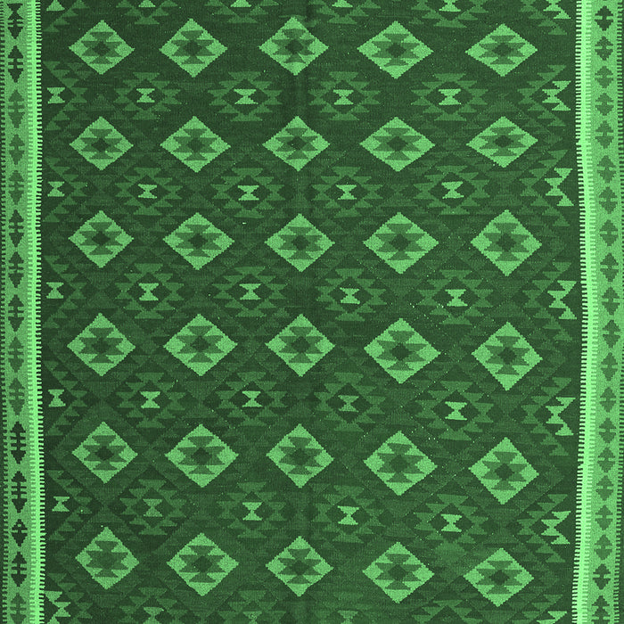 Machine Washable Oriental Emerald Green Traditional Area Rugs, wshcon2246emgrn