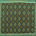 Square Machine Washable Oriental Turquoise Traditional Area Rugs, wshcon2246turq