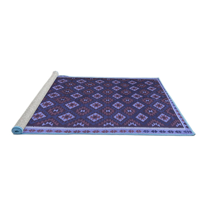 Sideview of Machine Washable Oriental Blue Traditional Rug, wshcon2246blu