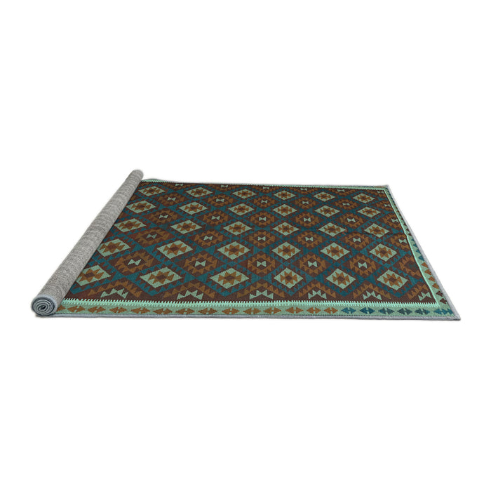 Sideview of Machine Washable Oriental Light Blue Traditional Rug, wshcon2246lblu