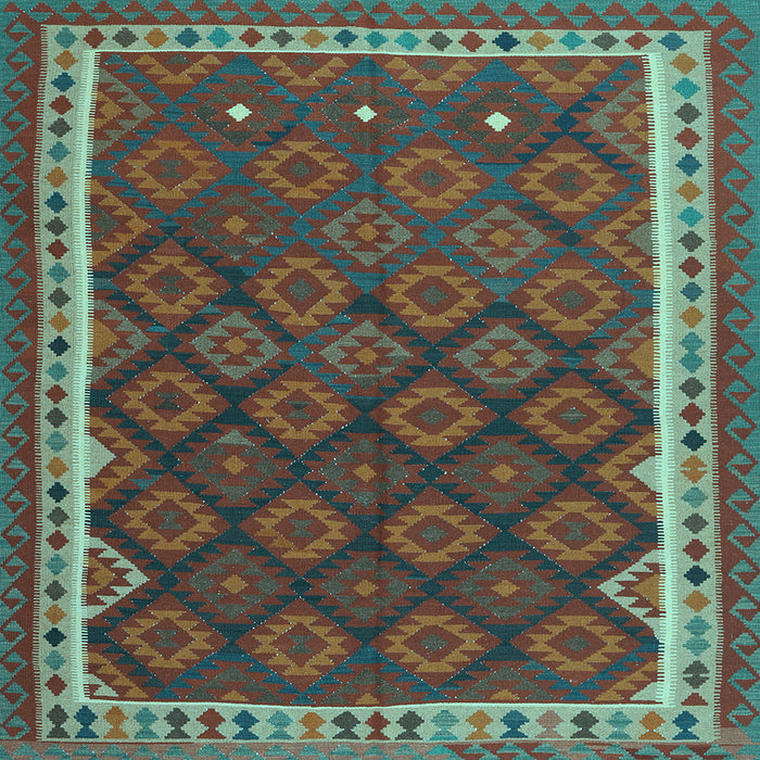 Square Machine Washable Oriental Light Blue Traditional Rug, wshcon2247lblu
