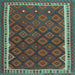 Square Machine Washable Oriental Light Blue Traditional Rug, wshcon2247lblu