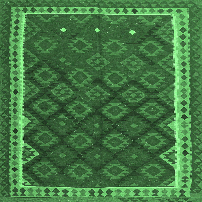 Square Oriental Emerald Green Traditional Rug, con2247emgrn