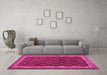 Machine Washable Oriental Pink Traditional Rug in a Living Room, wshcon2247pnk