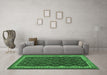 Machine Washable Oriental Emerald Green Traditional Area Rugs in a Living Room,, wshcon2247emgrn