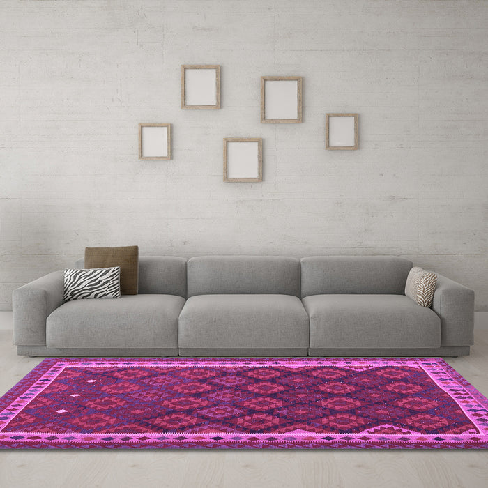 Machine Washable Oriental Purple Traditional Area Rugs in a Living Room, wshcon2247pur