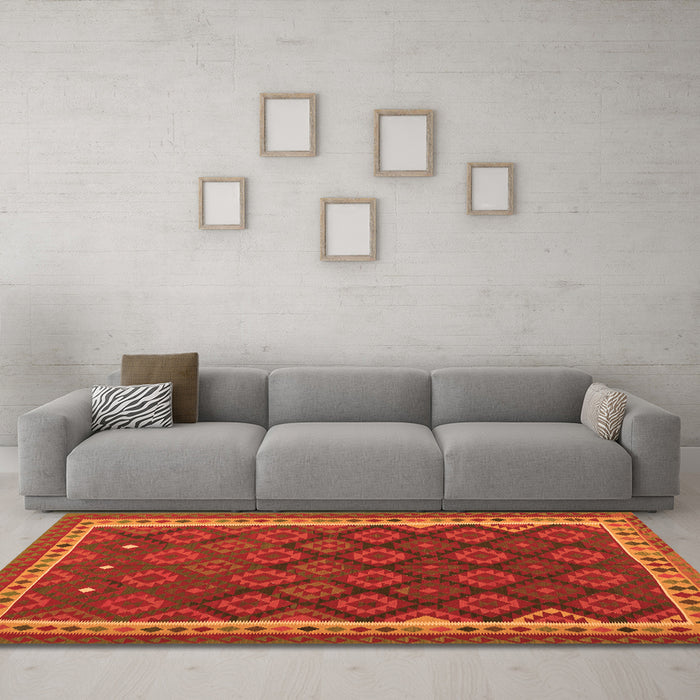 Machine Washable Oriental Orange Traditional Area Rugs in a Living Room, wshcon2247org