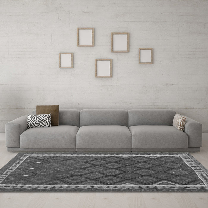Machine Washable Oriental Gray Traditional Rug in a Living Room,, wshcon2247gry