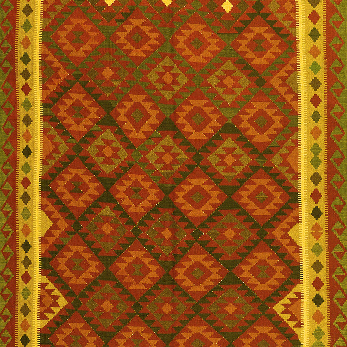 Machine Washable Oriental Yellow Traditional Rug, wshcon2247yw