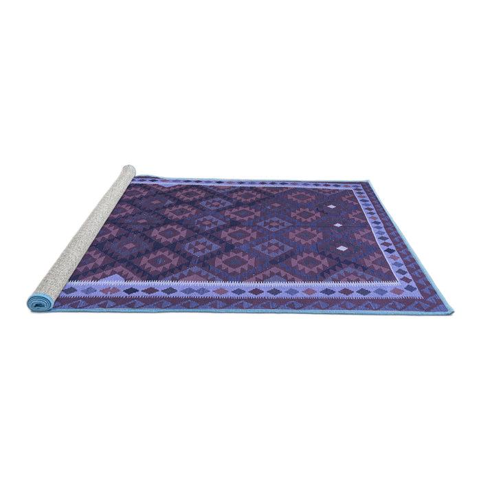 Sideview of Machine Washable Oriental Blue Traditional Rug, wshcon2247blu