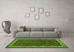 Machine Washable Oriental Green Traditional Area Rugs in a Living Room,, wshcon2247grn