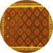 Round Machine Washable Oriental Yellow Traditional Rug, wshcon2247yw