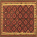 Square Machine Washable Oriental Brown Traditional Rug, wshcon2247brn