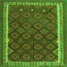 Round Machine Washable Oriental Green Traditional Area Rugs, wshcon2247grn