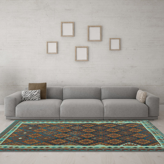 Machine Washable Oriental Light Blue Traditional Rug in a Living Room, wshcon2247lblu