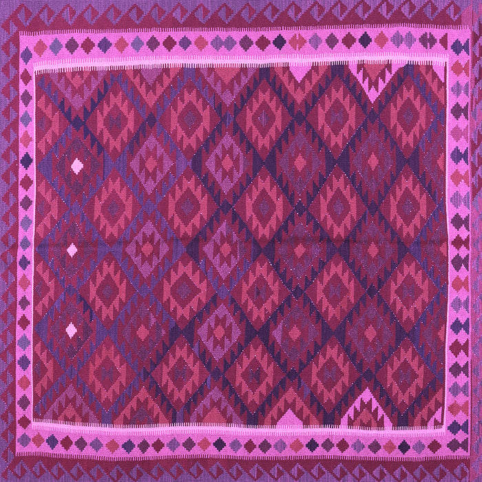 Square Machine Washable Oriental Purple Traditional Area Rugs, wshcon2247pur