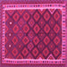 Square Machine Washable Oriental Pink Traditional Rug, wshcon2247pnk