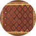 Round Oriental Brown Traditional Rug, con2247brn