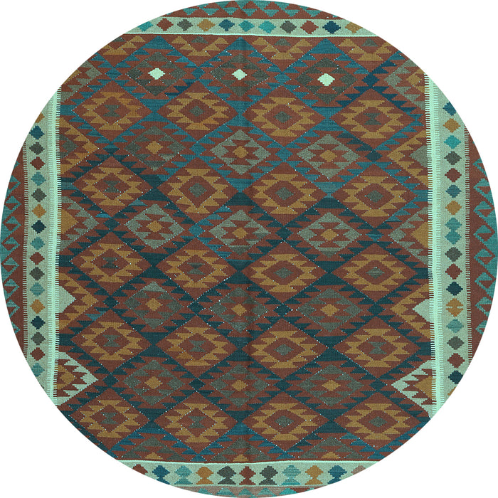 Round Oriental Light Blue Traditional Rug, con2247lblu