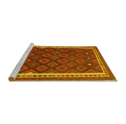 Sideview of Machine Washable Oriental Yellow Traditional Rug, wshcon2247yw