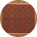 Round Oriental Brown Traditional Rug, con2248brn