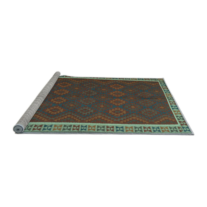 Sideview of Machine Washable Oriental Light Blue Traditional Rug, wshcon2248lblu