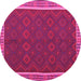 Round Machine Washable Oriental Pink Traditional Rug, wshcon2248pnk