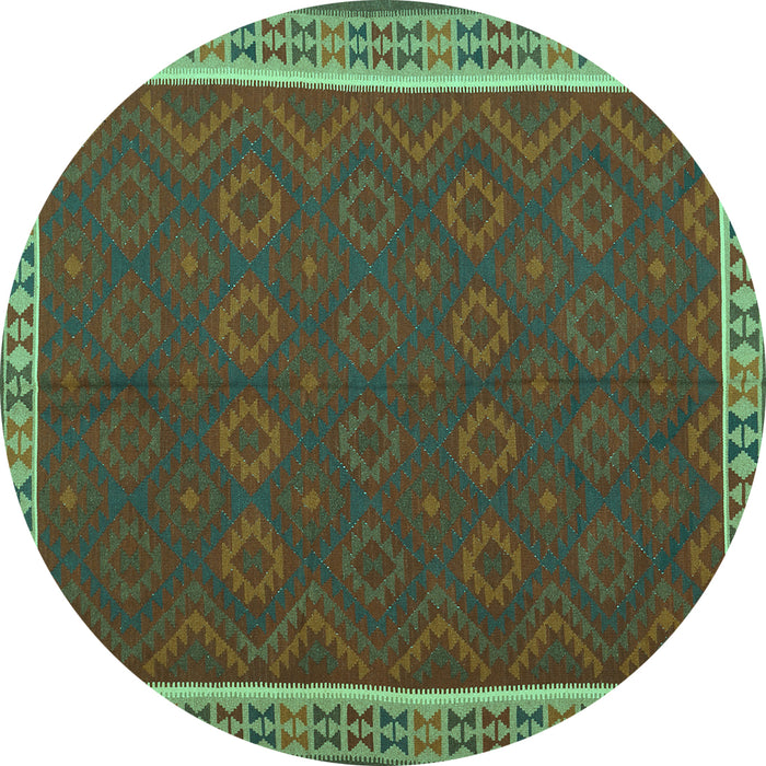 Round Oriental Turquoise Traditional Rug, con2248turq