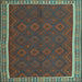 Square Machine Washable Oriental Light Blue Traditional Rug, wshcon2248lblu