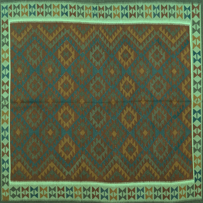 Square Machine Washable Oriental Turquoise Traditional Area Rugs, wshcon2248turq