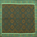 Square Machine Washable Oriental Turquoise Traditional Area Rugs, wshcon2248turq