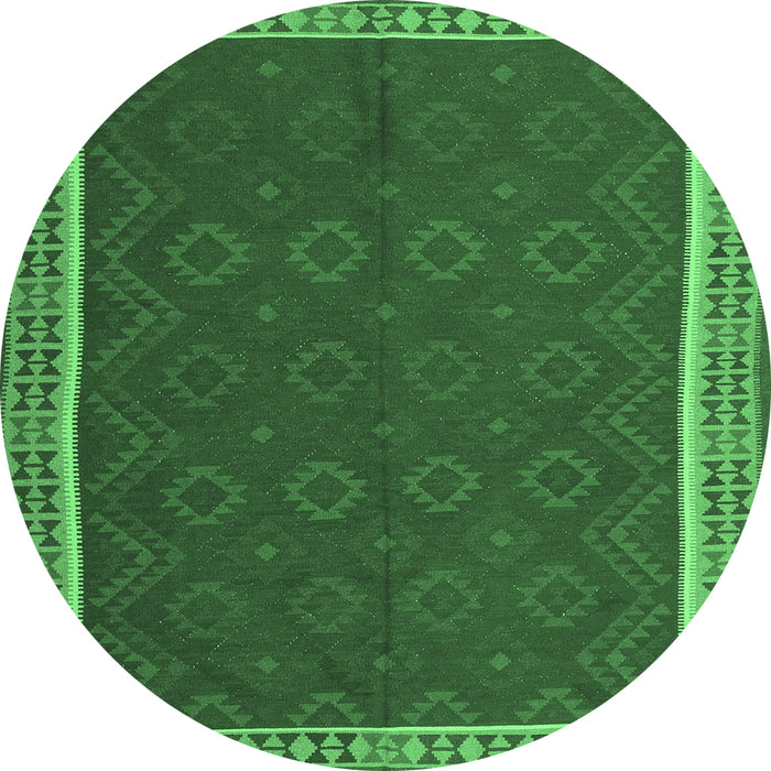 Round Oriental Emerald Green Traditional Rug, con2248emgrn