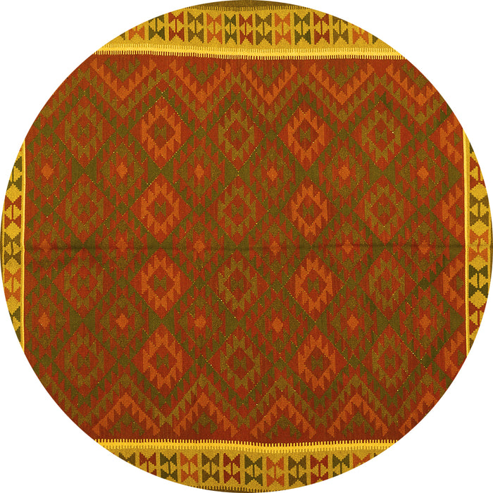 Round Oriental Yellow Traditional Rug, con2248yw